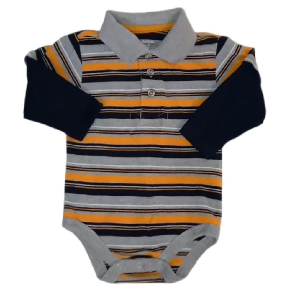 Wonderkids Layered-Look Stripe Polo Bodysuit